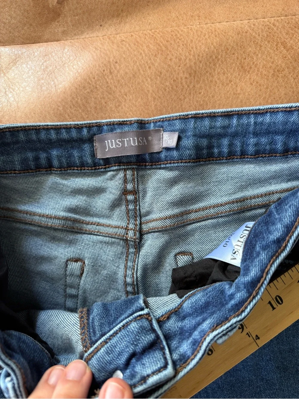 Just USA Women’s Blue Medium Wash Denim Skinny Jeans Frayed Hem Size 10